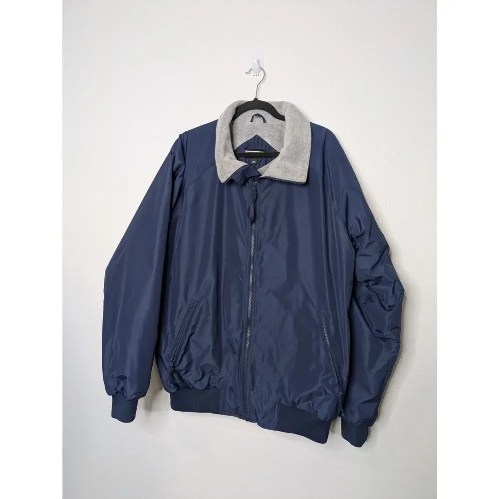 Joe's USA Mens 2XL Tall NAVY Fleece Lined Bomber Lined Jacket - Picture 3 of 8